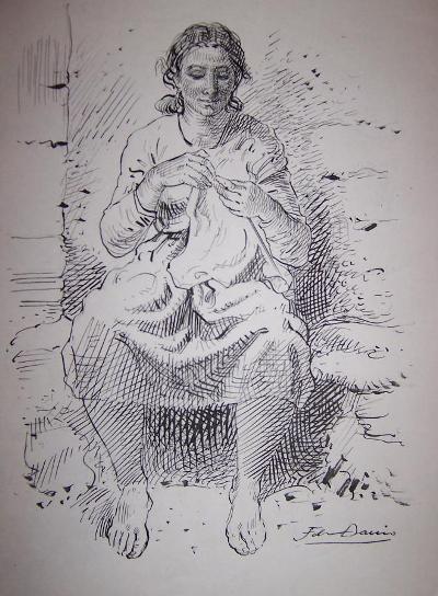 Mujer haciendo punto