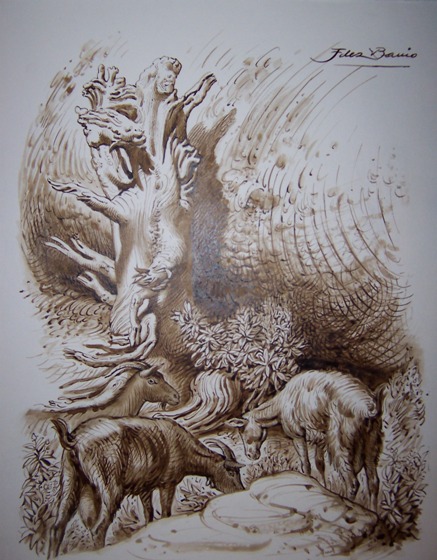 Tronco seco y cabras