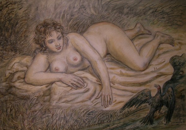 Desnudo con pájaro