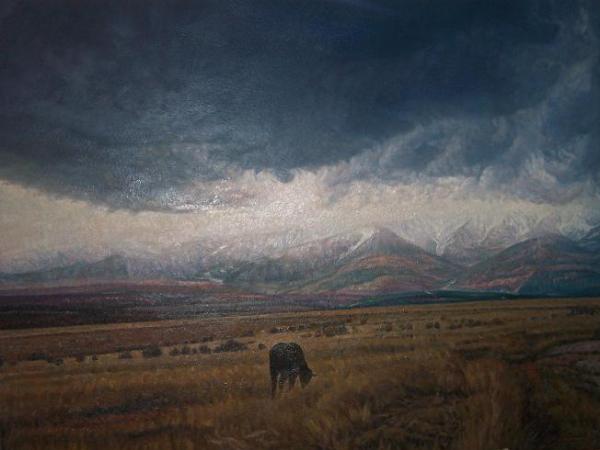 Paisaje de otoño con bovino