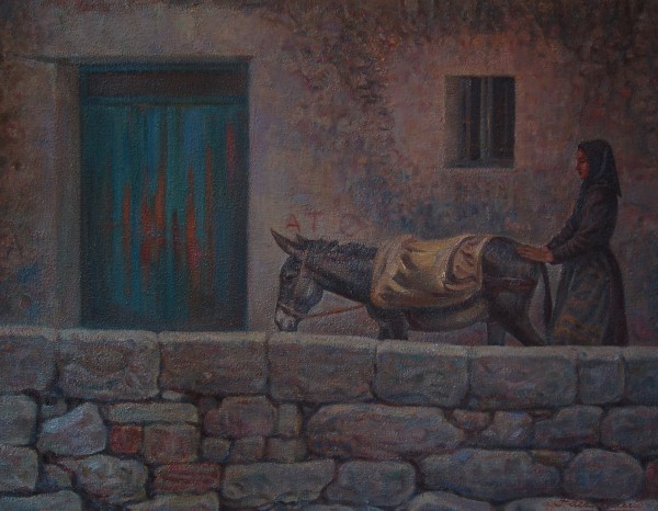 Puerta con figura campesina