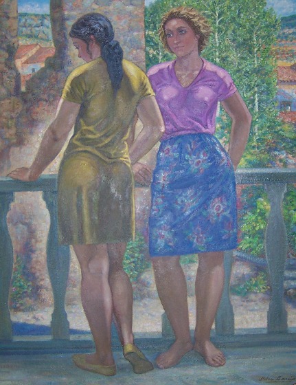 Muchachas en balcón