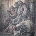 Mendigos en pórtico 